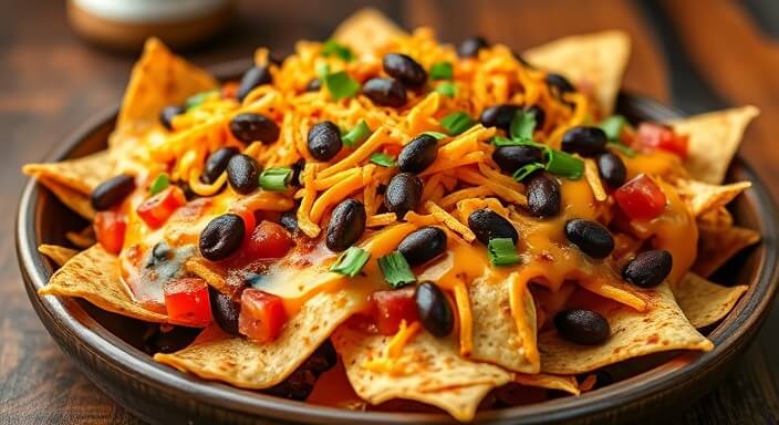 Baked Nachos with Black Beans and Cheese