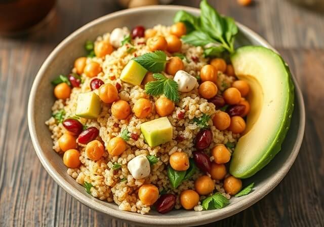 Quinoa Salad with Chickpeas and Avocado